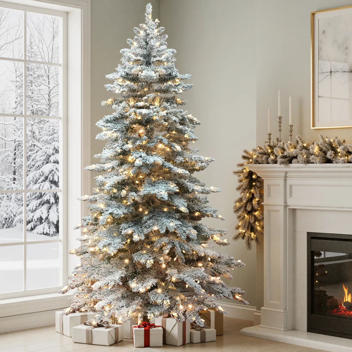 7'5H Pre-lit Snow Flocked Fir Christmas Tree