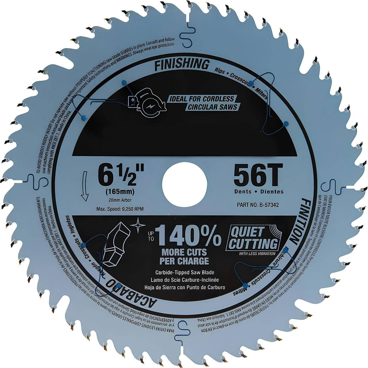 6-1/2" 56-Tooth Carbide-Tipped Max-Efficiency Plunge Saw Blade
