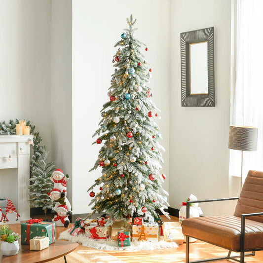 9 ft Hersi Flocked/Frosted Realistic Spruce Christmas Tree with LED Lights