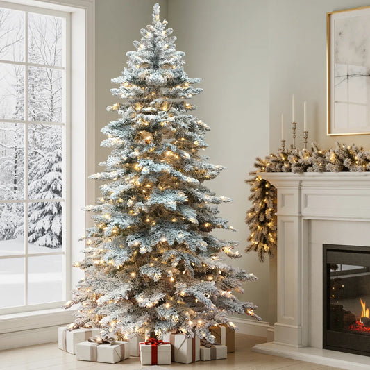 7'5H Pre-lit Snow Flocked Fir Christmas Tree