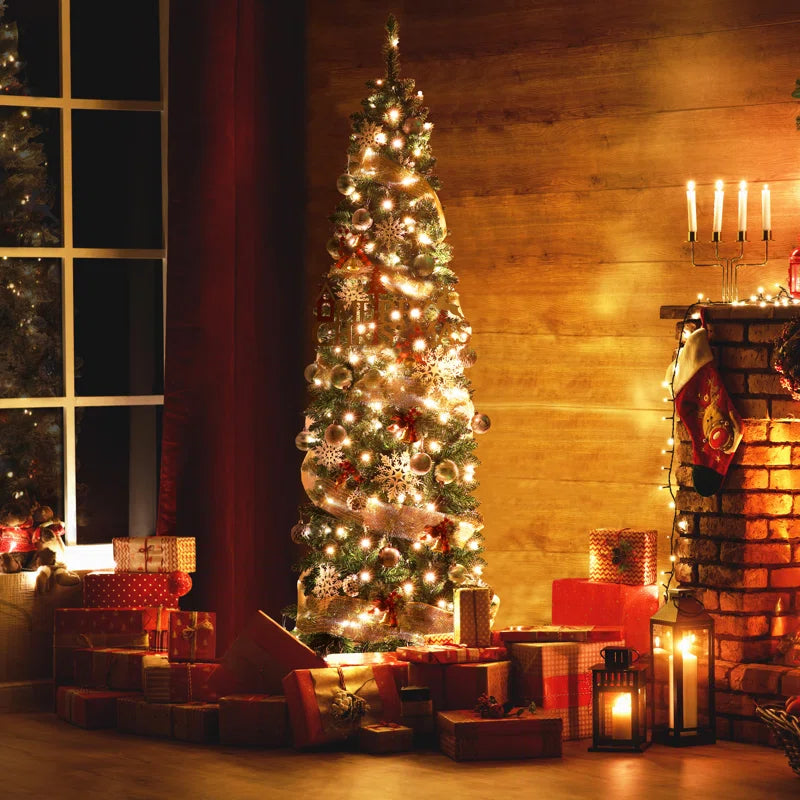 6' Slender Lighted Artificial Fir Christmas Tree