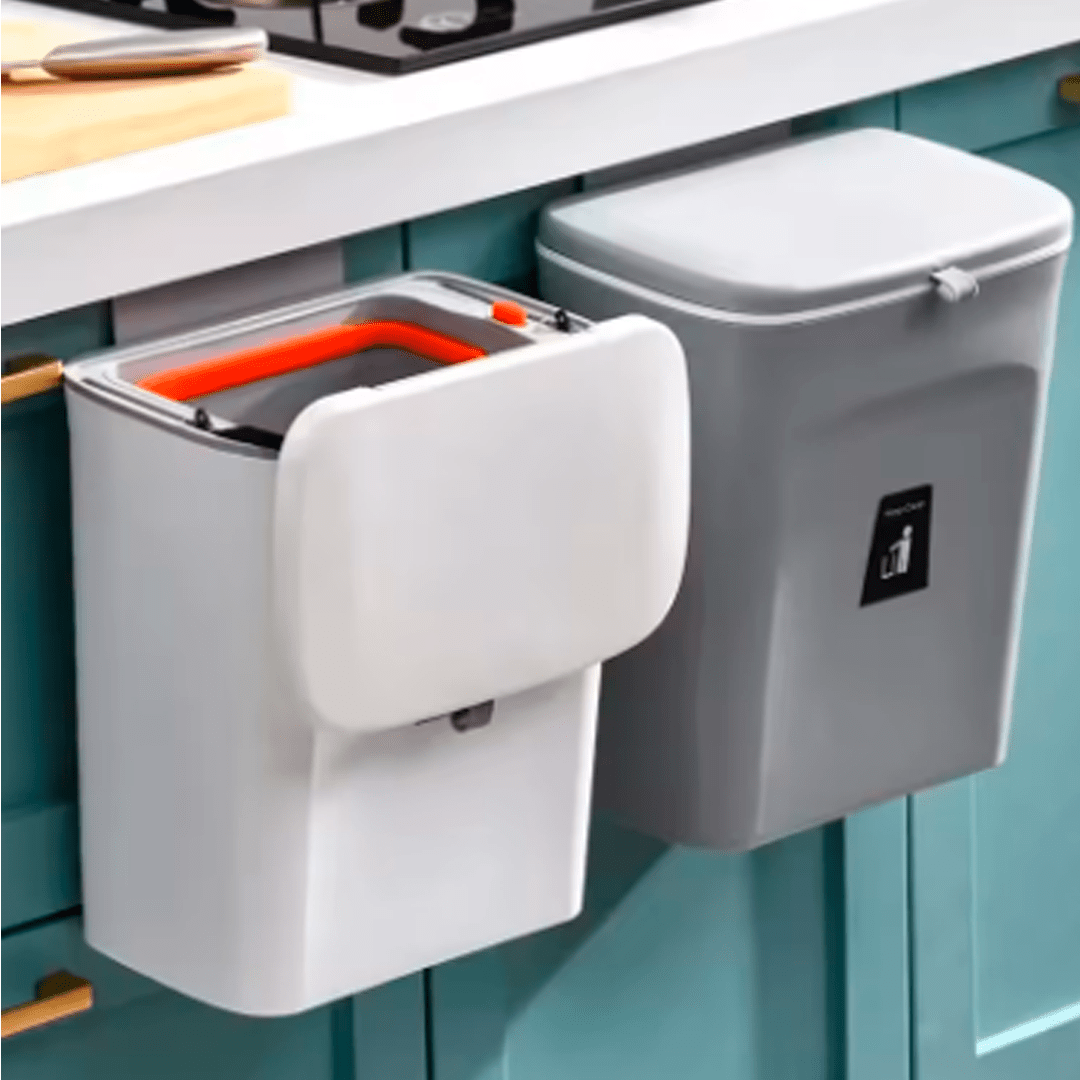 Compact Hanging Trash Can with Lid, 7 Liters – Organization and Convenience at Your Fingertips!