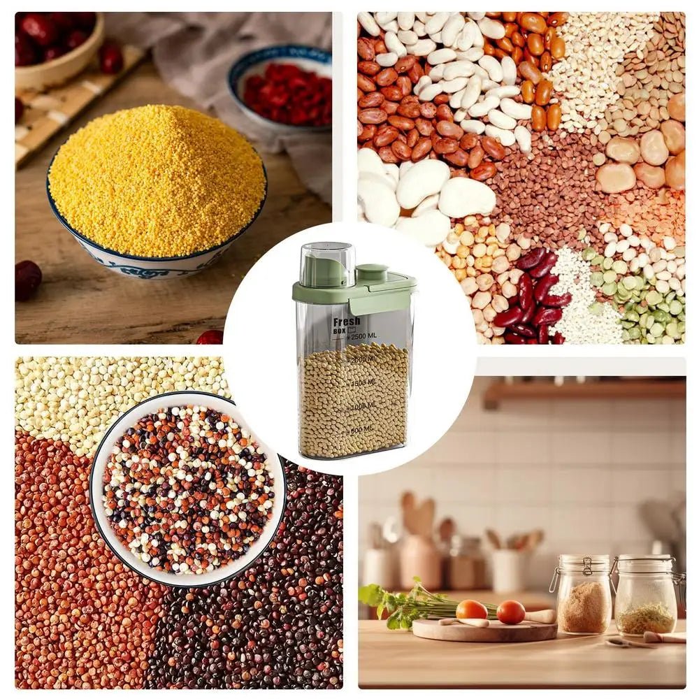 Airtight container with dispensing and measuring spout, 2.5 liters.